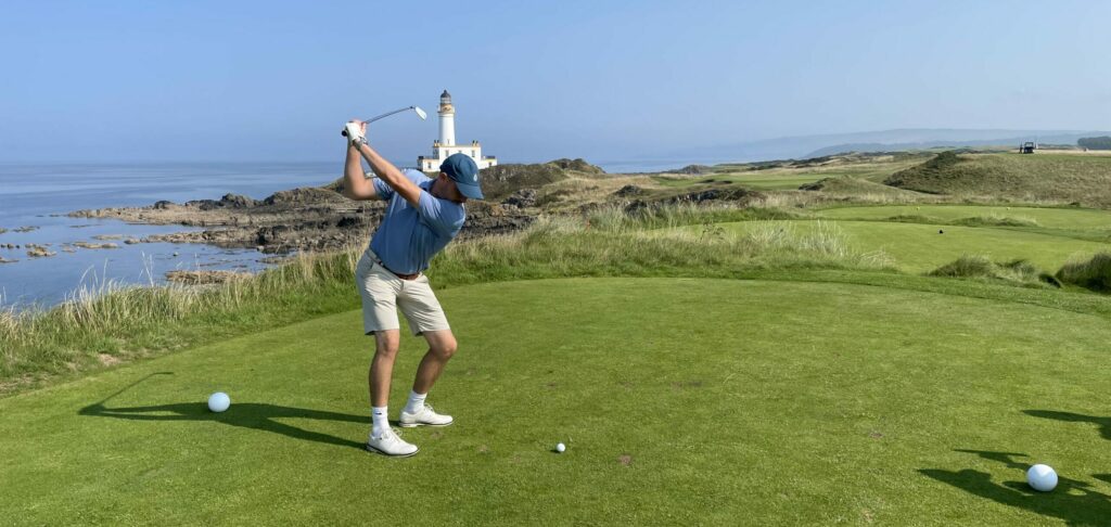 Founder Jack Sallis playing the Ailsa course, Turnberry